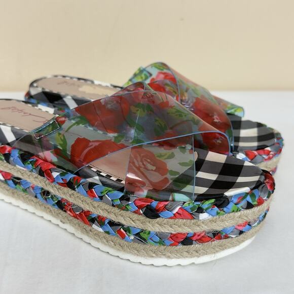Betsey Johnson Selah Platform Sandals US 5/5.5 approx Floral Transparent Straps - Picture 3 of 12